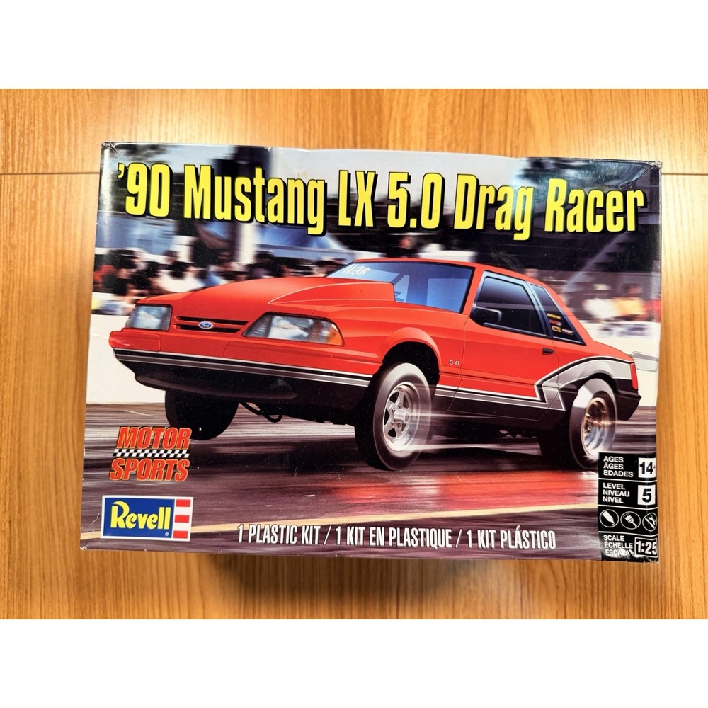 Revell '90 Mustang LX 5.0 Drag Racer 1/25 Model Kit 85-4195 Started No Decals